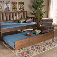 Baxton Studio MG0046-1-Walnut-Trundle Midori Modern and Contemporary Transitional Walnut Brown Finished Wood Twin Size Trundle Bed